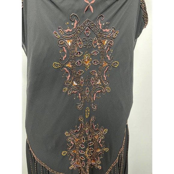 Elegant Black Embroidered Dress - Picture 6 of 15